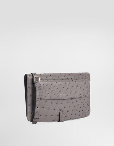 Dolce & Gabbana Ostrich leather clutch Grey BM2770A8K00