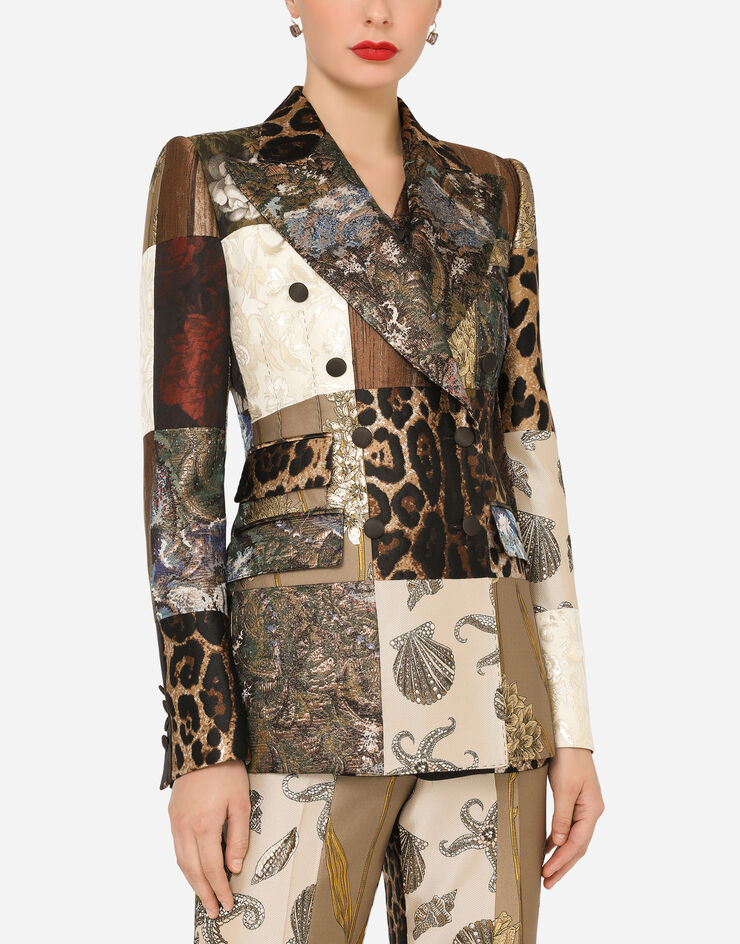 Dolce & Gabbana Double-breasted patchwork jacquard blazer Dolce & Gabbana Double-breasted patchwork jacquard blazer BLUE F29DPTGDY92