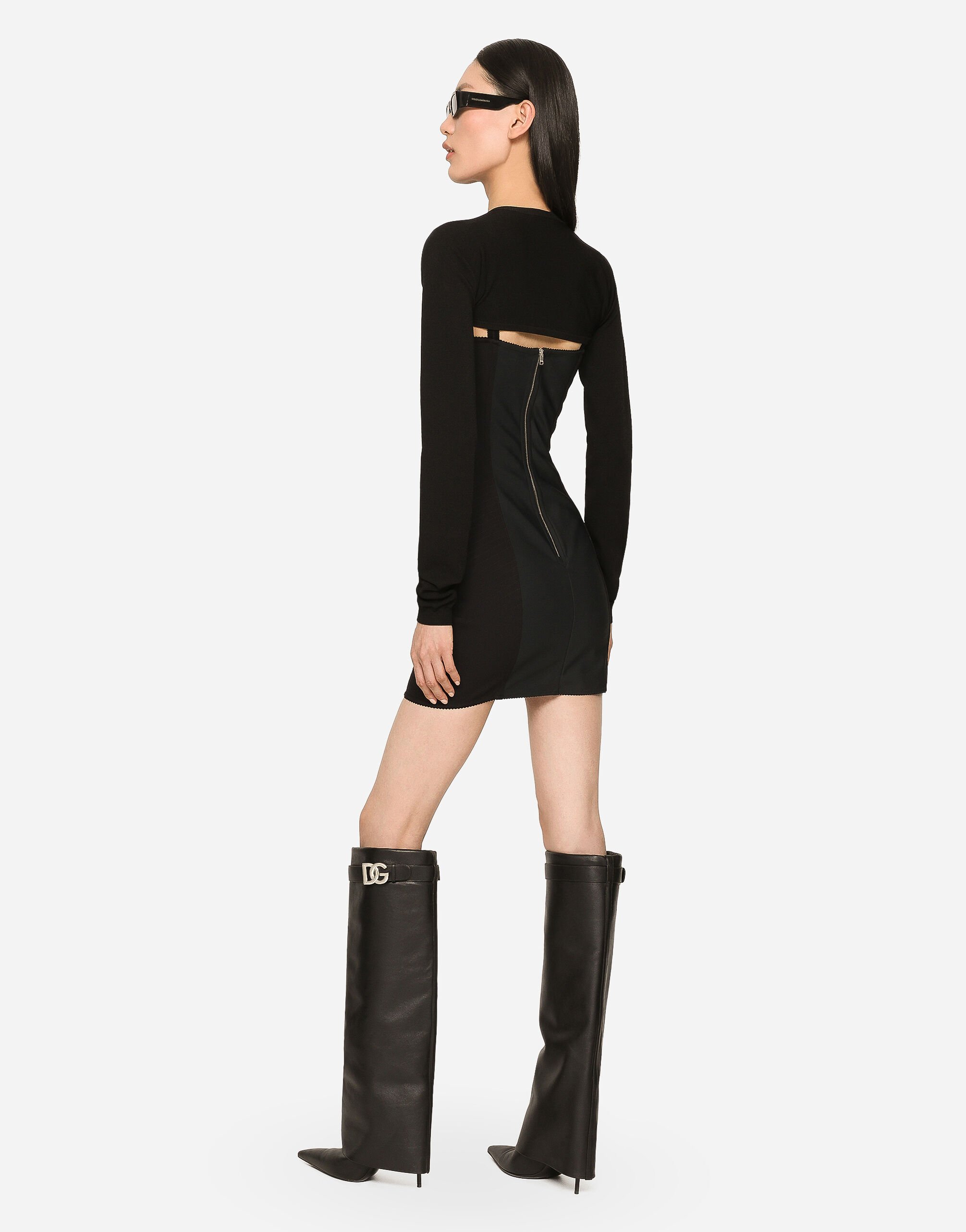 【DOLCE & GABBANA】ショートドレス 3/4スリーブ ジャージー ブラックのウィメンズ ショートドレス 3/4スリーブ ジャージー