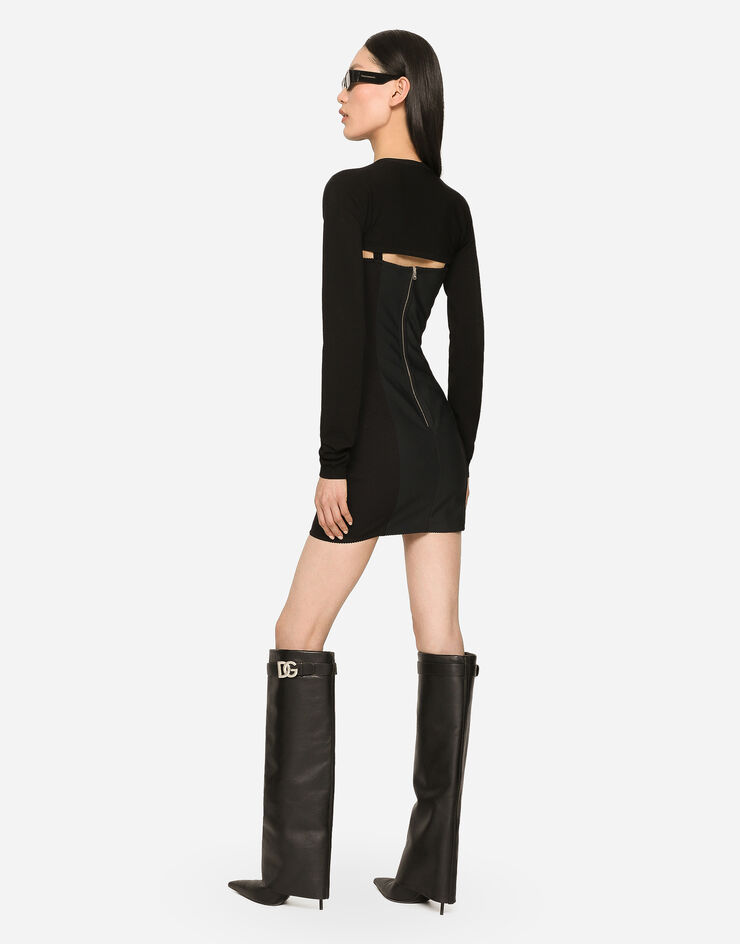 Dolce & Gabbana Короткое платье из легкого высокотехнологичного джерси черный F6AUXTFUUBD