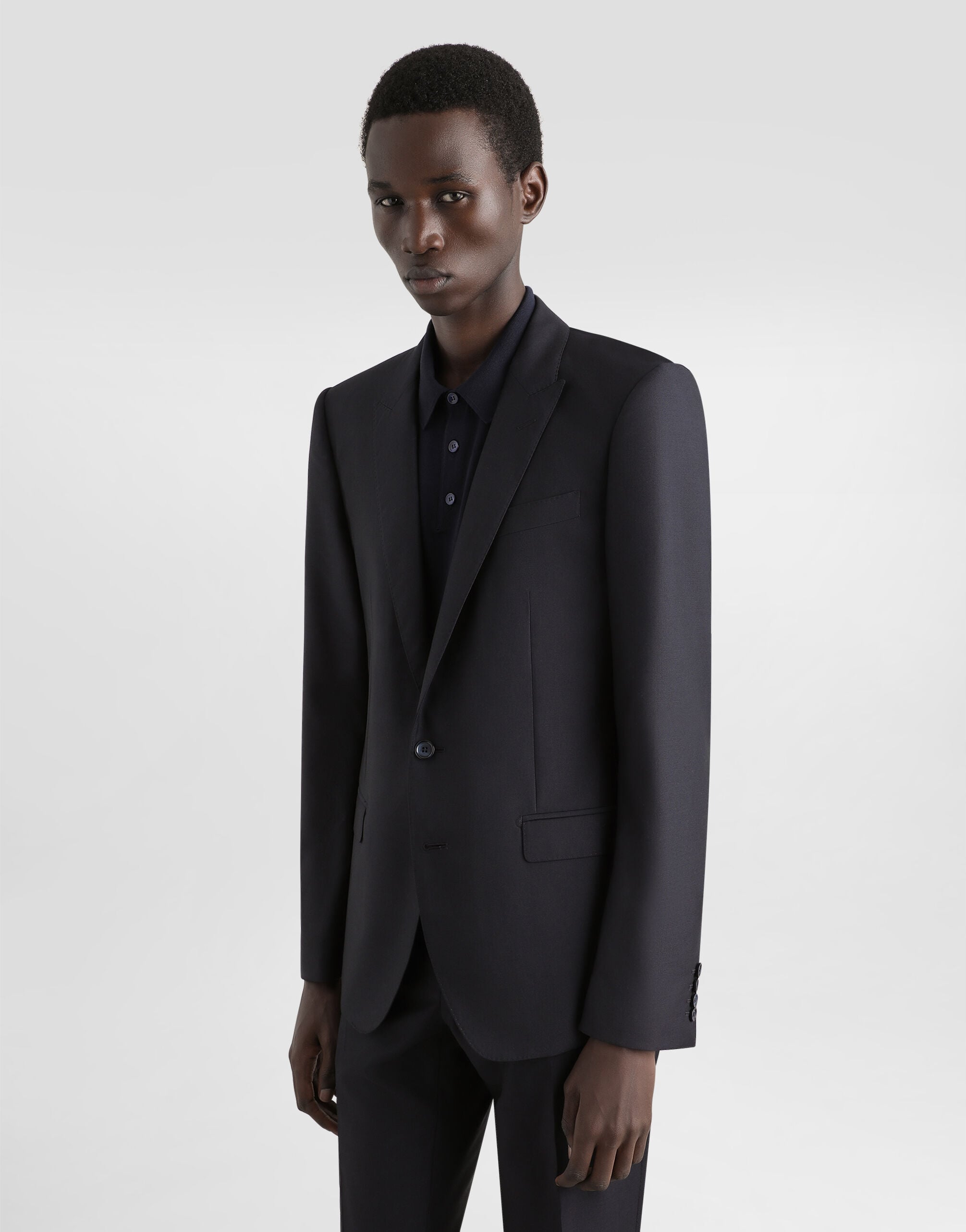 Single-breasted suit in wool and silk in Blue for Men