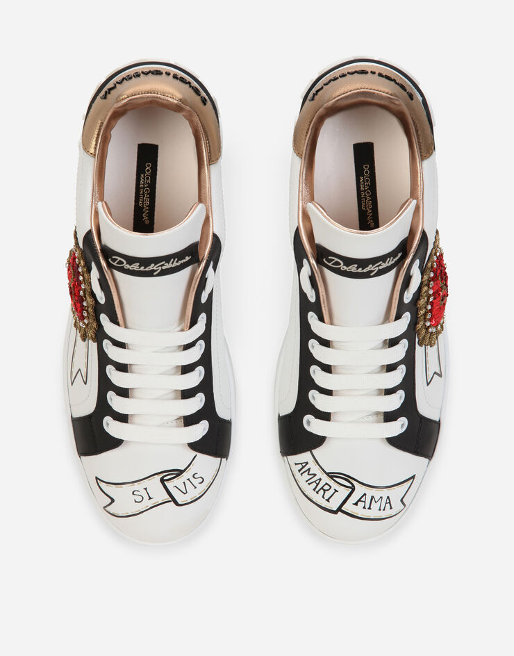 Dolce & Gabbana Sneakers Portofino en cuir de veau à broderie Multicolore CK1544AZ138