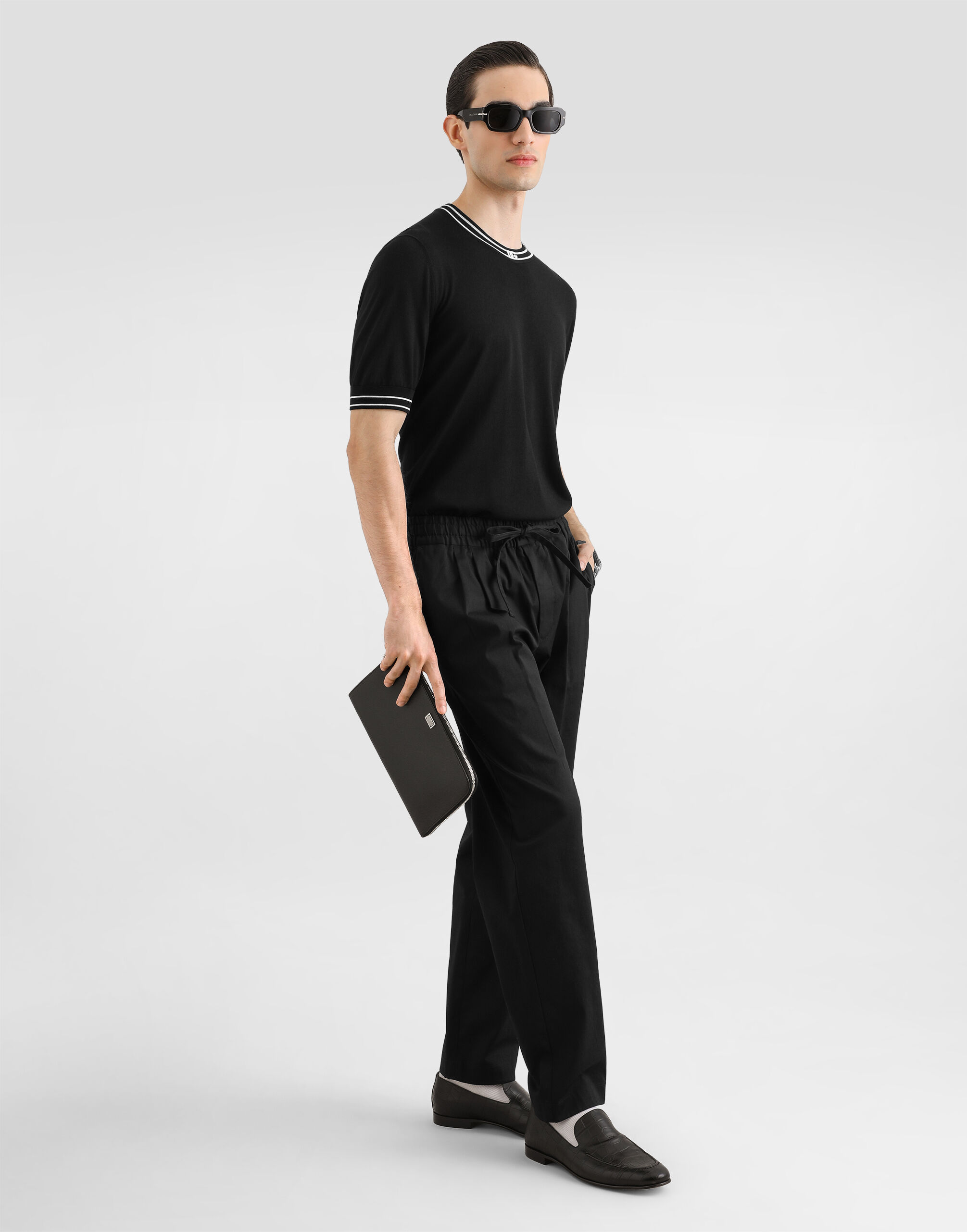 Cotton gabardine jogging trousers - thumbnail 2