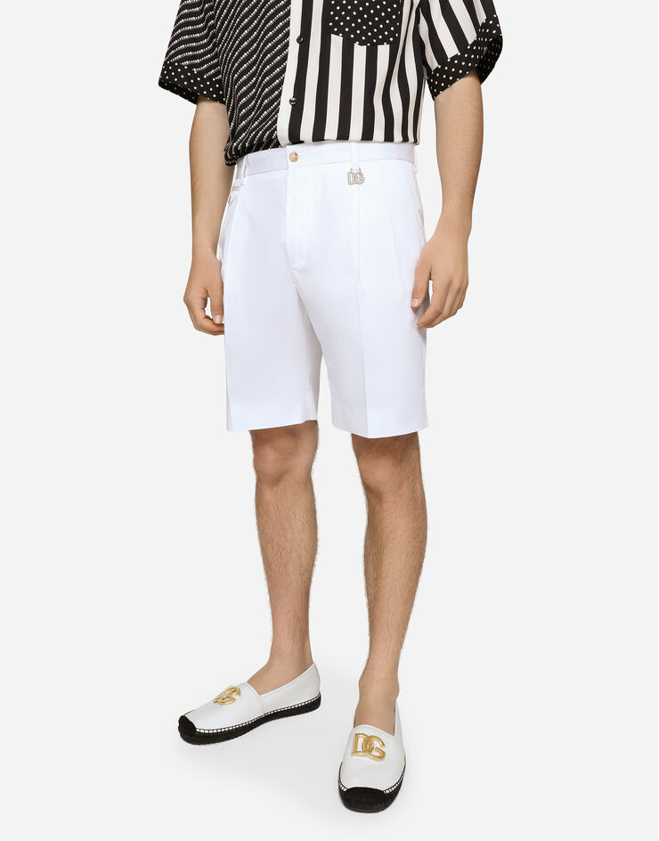 Dolce & Gabbana Stretch cotton shorts with DG patch White GW0MATGEZV5
