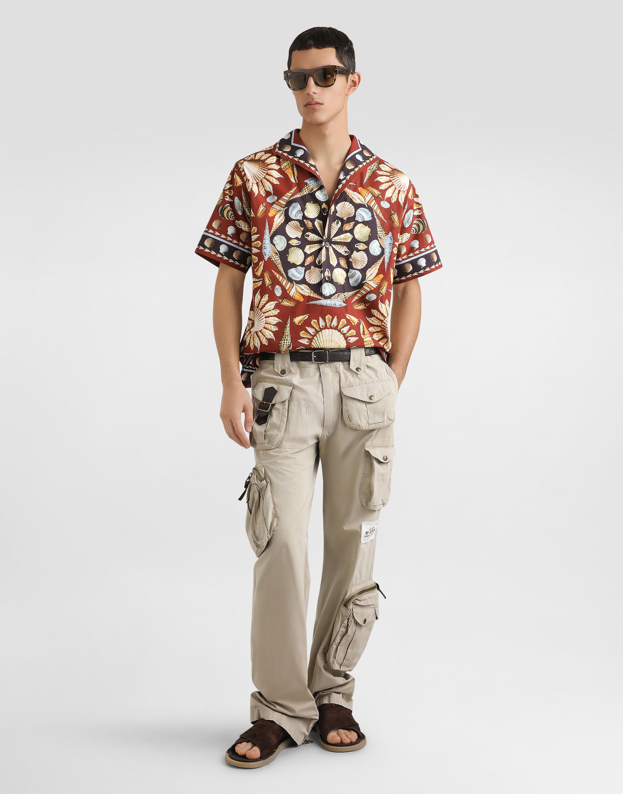 Printe popeline oversized shirt in Multicolor for Men