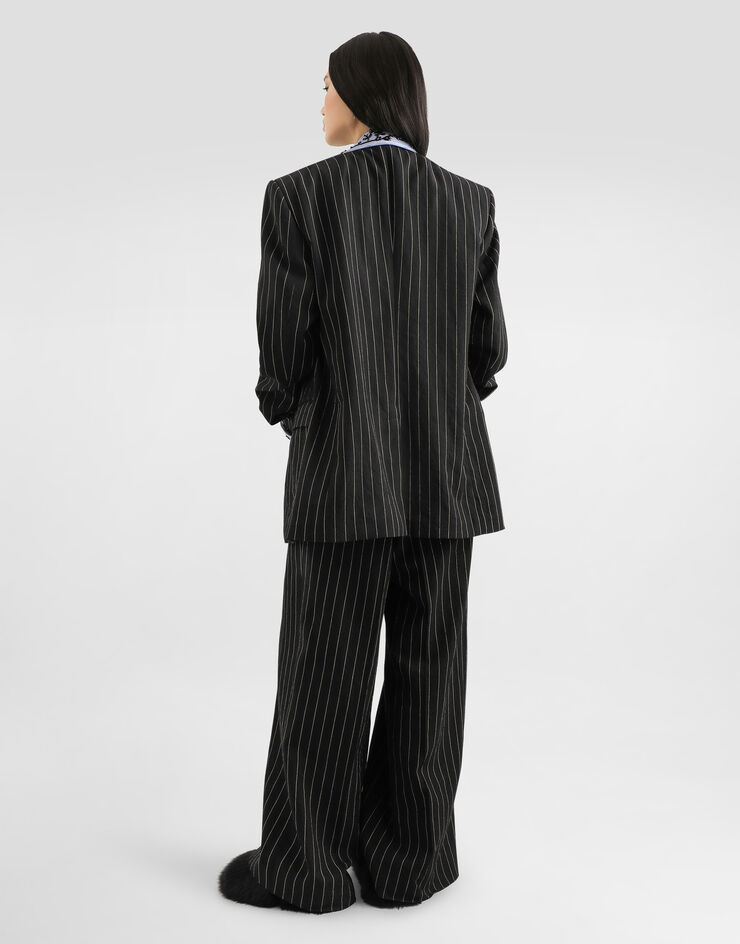 Dolce & Gabbana Sicilia single-breasted pinstripe jacket in wool and linen Multicolor F2JAATFR3F2