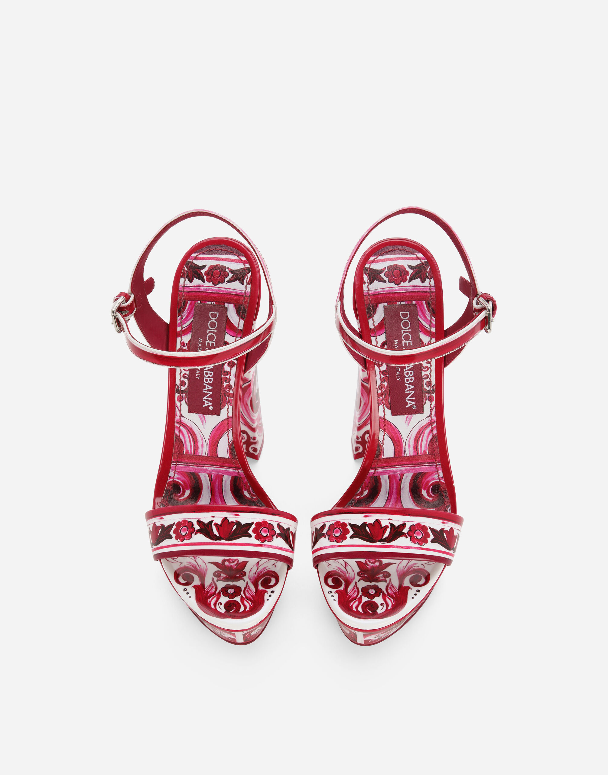 Printed polished calfskin platform sandals in Multicolor for