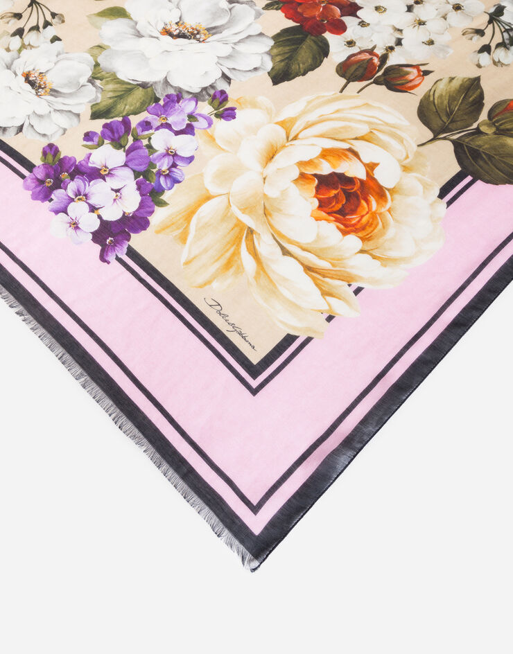 Dolce & Gabbana FLORAL BEIGE PRINT SCARF IN MODAL AND CASHMERE 135 X 200CM- 53 x 78 INCHES IMPRIMÉ FLEURI FS184AGDS66