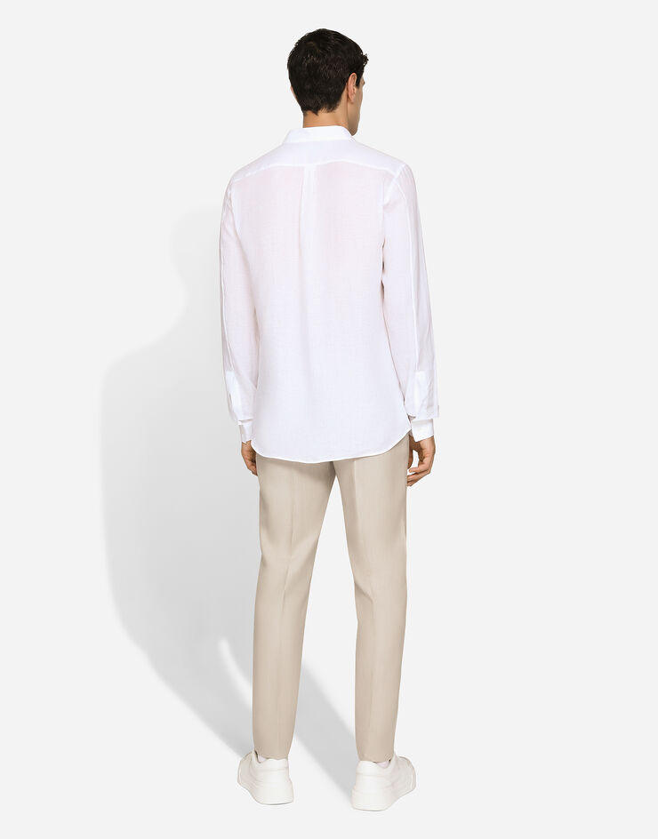 Dolce & Gabbana Linen pants with stretch waistband Beige GV4EETFU4JB