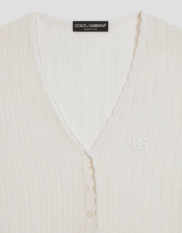 Dolce & Gabbana Cotton lace-knit cardigan White FXVE5ZJGMEN