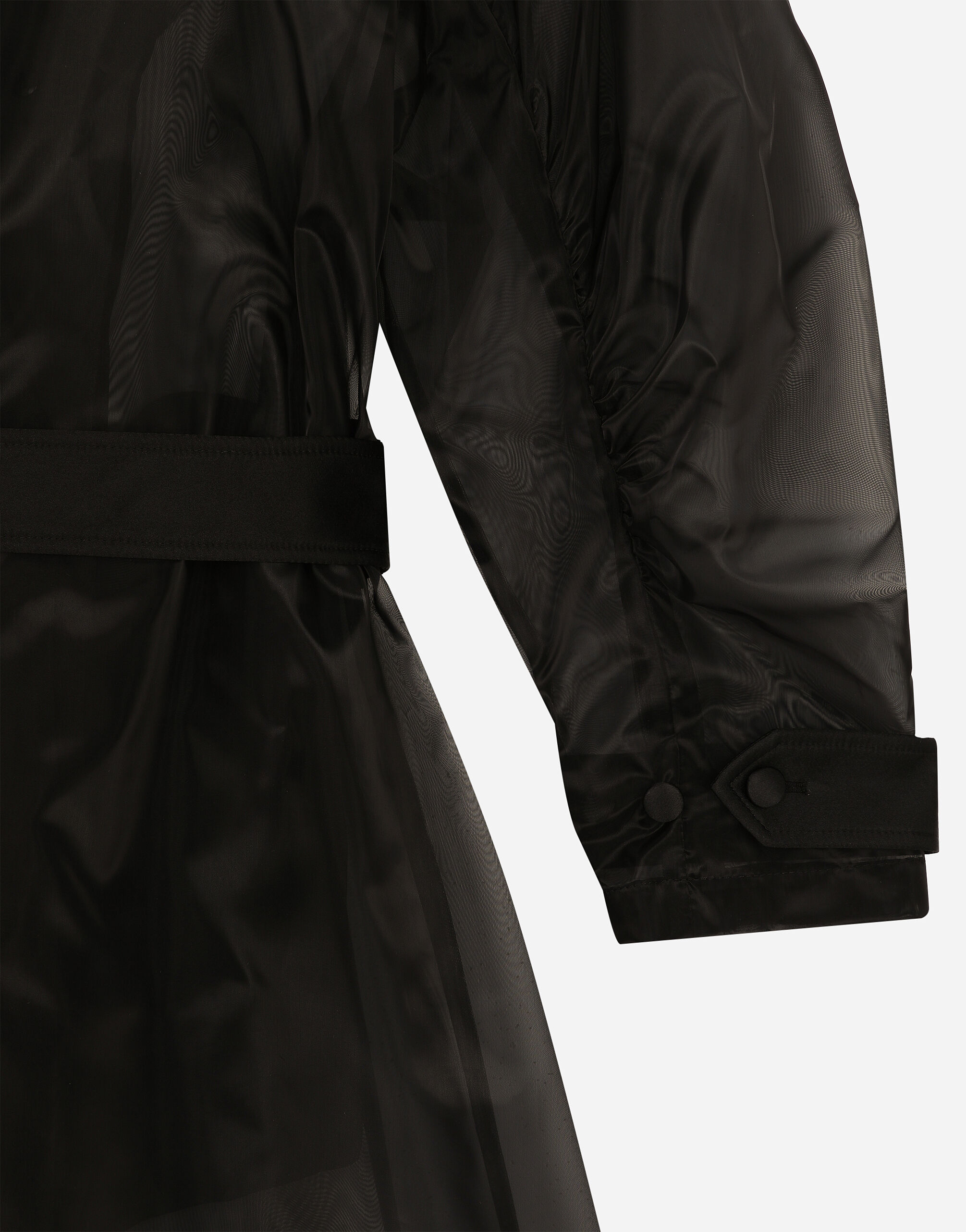 Technical organza trench coat with gathered sleeves in Black for Women Dolce Gabbana US