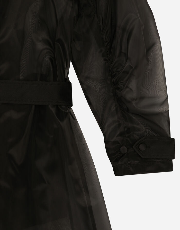 Dolce & Gabbana Trenchcoat aus technischem Organza mit gerafften Ärmeln Black F0D1OTFUMG9