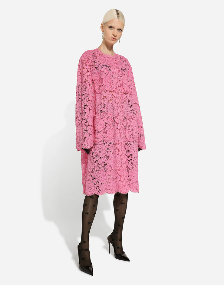Dolce & Gabbana Branded floral cordonetto lace coat Pink F0C3STHLM7L