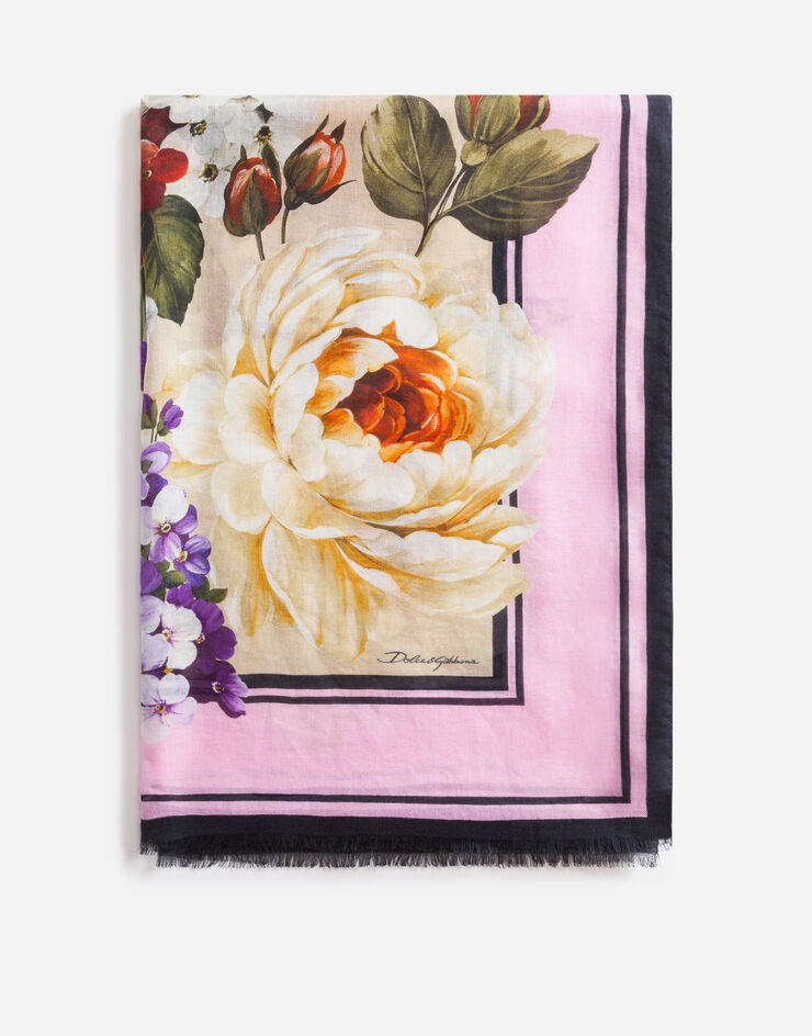 Dolce & Gabbana FLORAL BEIGE PRINT SCARF IN MODAL AND CASHMERE 135 X 200CM- 53 x 78 INCHES IMPRIMÉ FLEURI FS184AGDS66