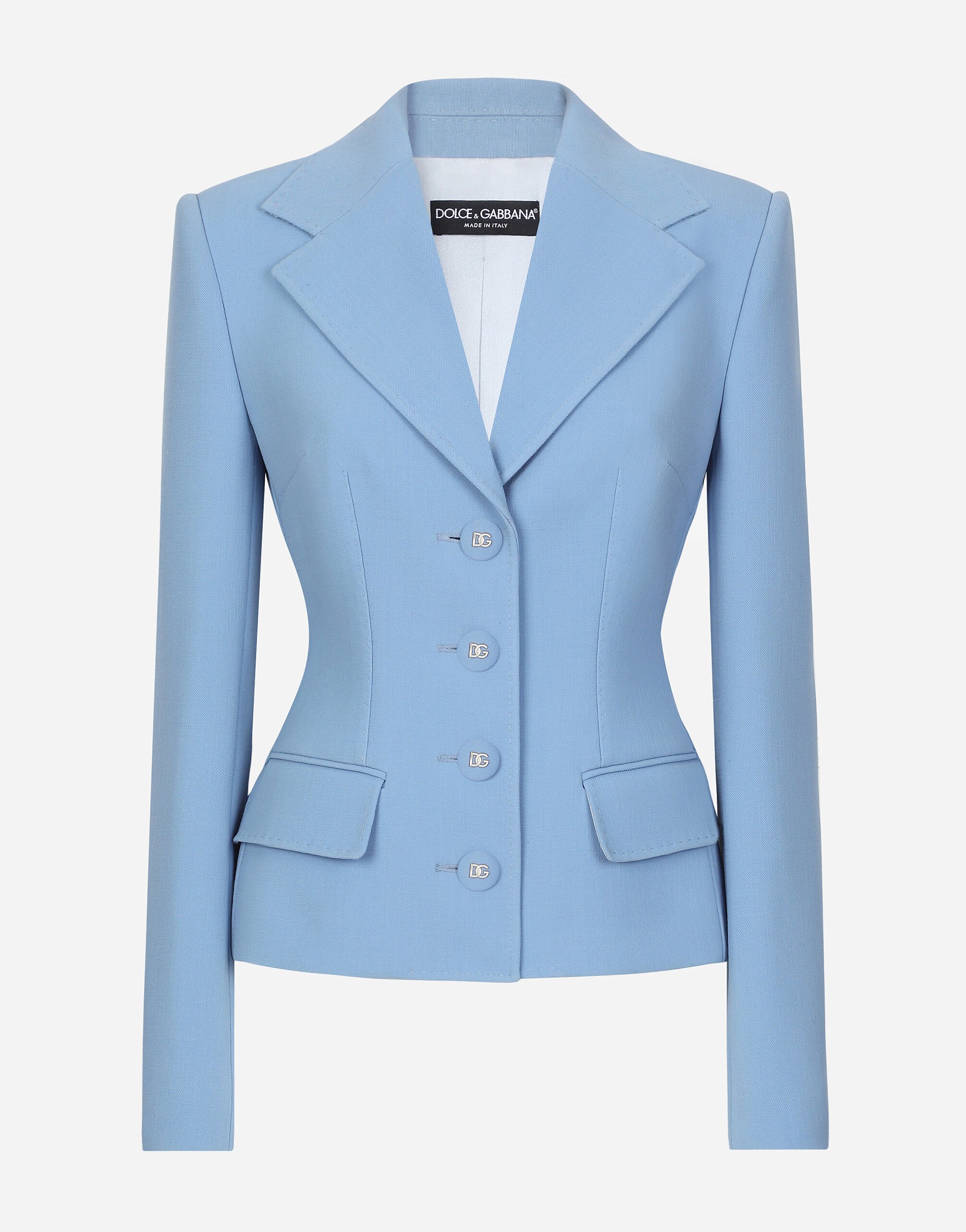Veste droite Dolce en crepe de laine en Bleu Ciel pour femme Dolce Gabbana