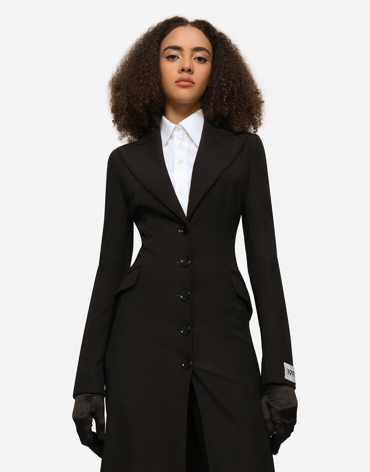 Dolce & Gabbana KIM DOLCE&GABBANA Robe-manteau en jersey avec étiquette Re-Edition Noir F0C3ZTFUUBP