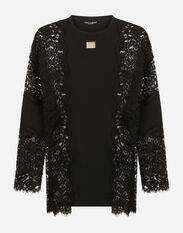 Dolce&Gabbana Long-sleeved T-shirt with lace inserts Black G8RF1TFLSIM