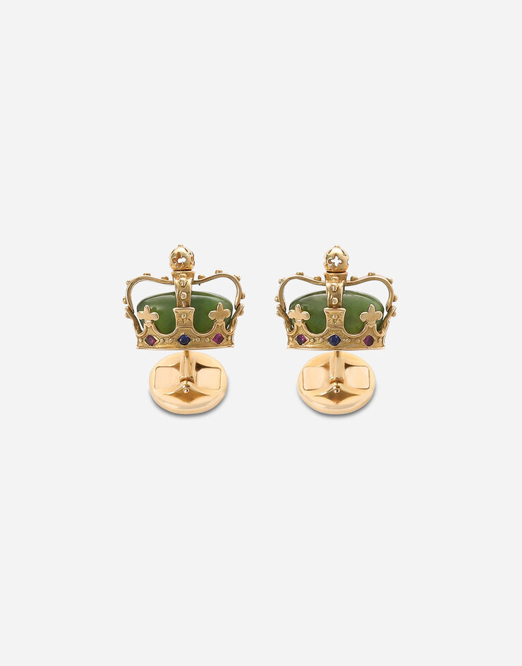 Dolce & Gabbana Crown yellow gold cufflinks with green jades Yellow gold WFHK1GWNFG1