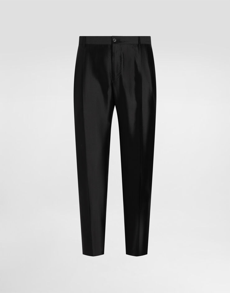 Dolce & Gabbana Mikado shantung silk trousers Black GW0NETFU1L6