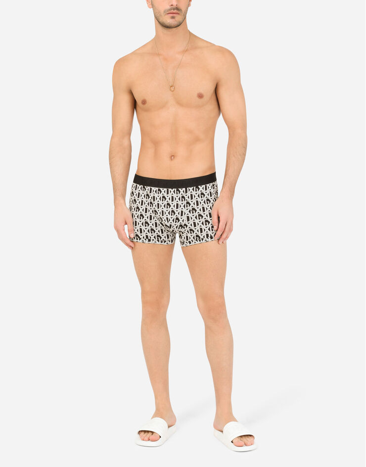 Dolce & Gabbana Cotton boxers with DG net print NOIR M3A03JFS793