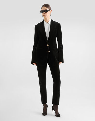 Dolce & Gabbana Pantaloni tuxedo sartoriali in velluto Nero FTC71TFUVG7