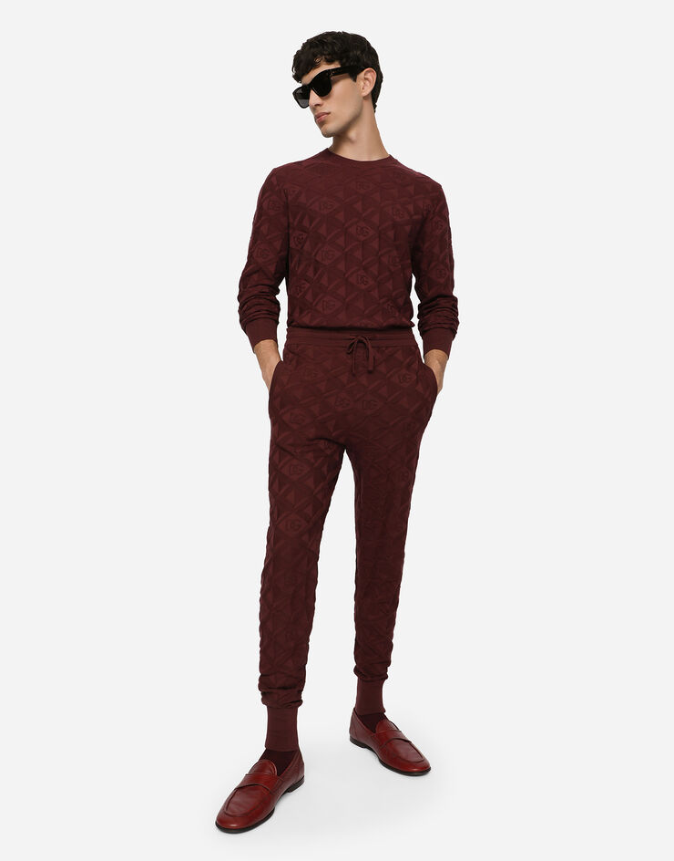Dolce & Gabbana Pantalon de jogging en maille de soie jacquard en 3D Violet GXM53TJASY1