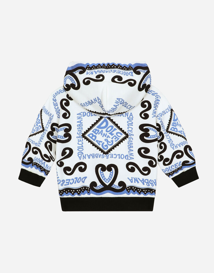 Dolce & Gabbana Kapuzensweatshirt mit Reißverschluss Print Marina Azurblau L1JWITG7L0X