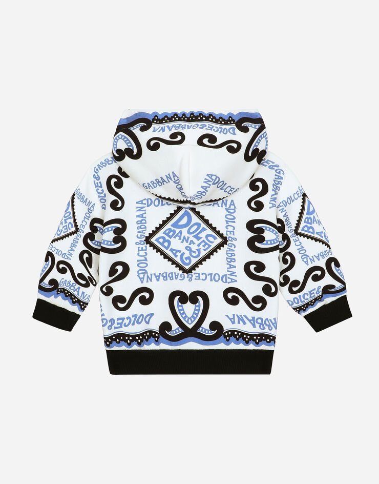 Dolce & Gabbana Sweat-shirt zippé avec capuche et imprimé marine Bleu Ciel L1JWITG7L0X