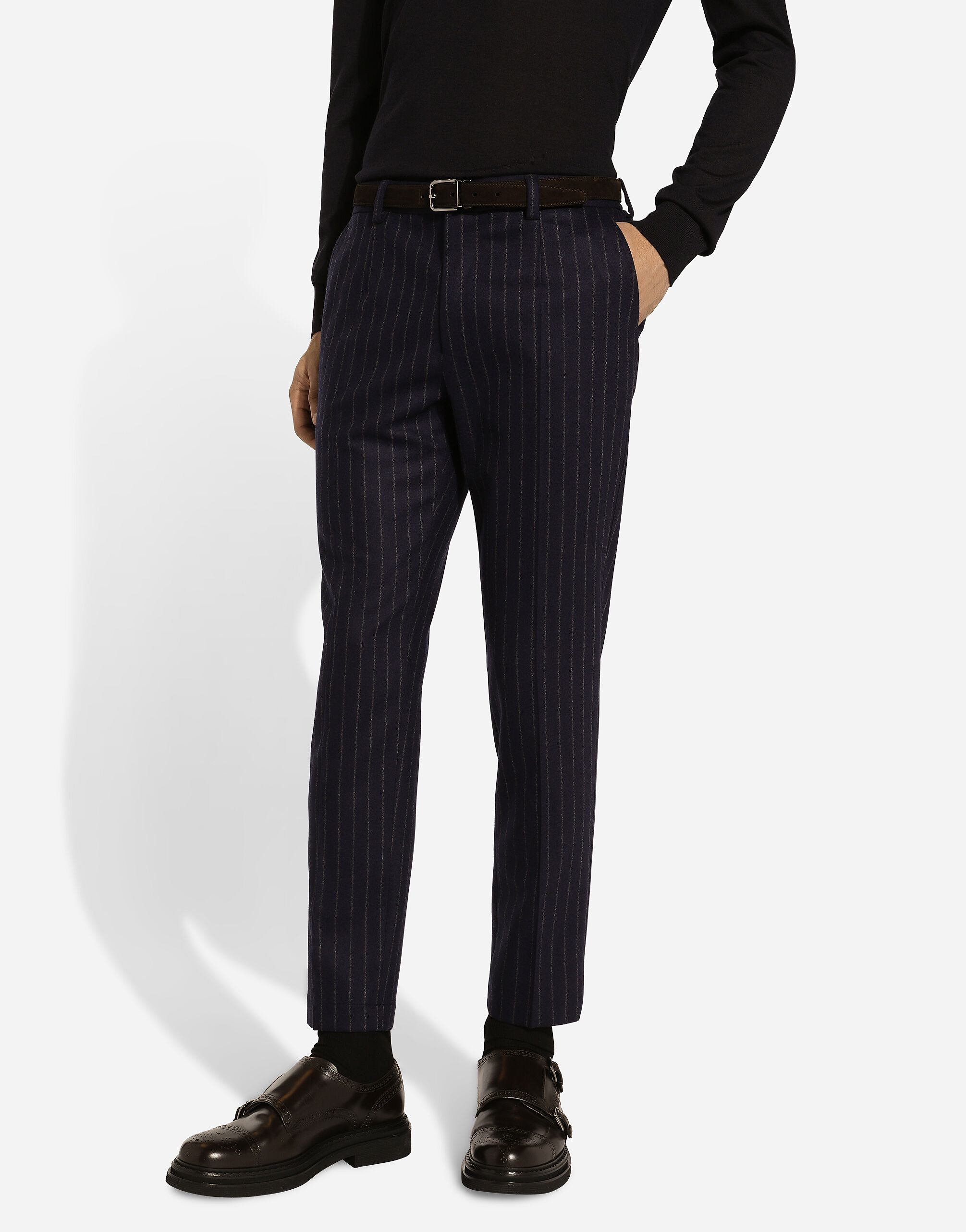 Tailored pinstripe flannel pants - thumbnail 2