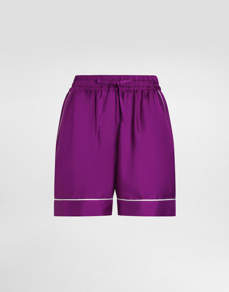 Dolce & Gabbana Majolica-print silk twill shorts Purple FTDB8TFU10S