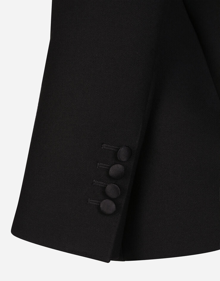 Dolce&Gabbana Longue veste droite Dolce en cady de laine Noir F26W6THUMTB
