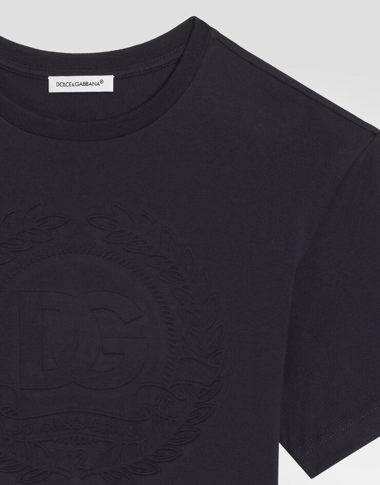 Dolce & Gabbana Jerseyt-shirt with DG embossed logo Blue L4JTHVG7PGZ