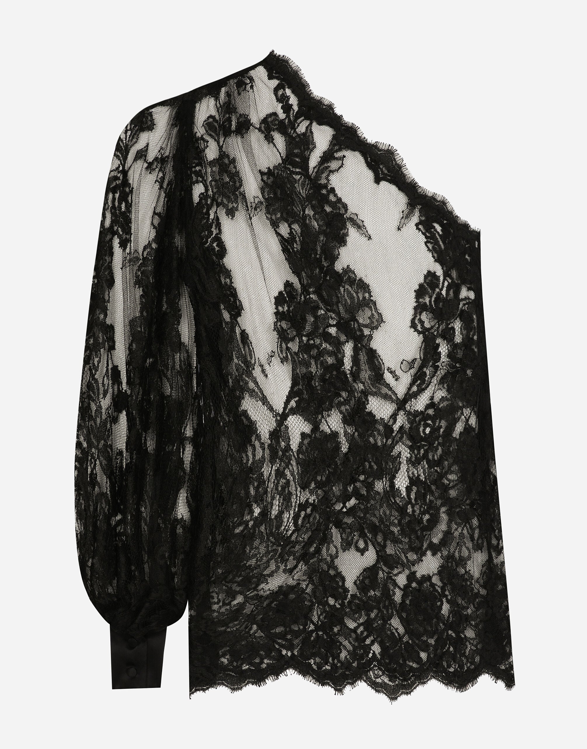 D&G Dolce&Gabbana シアーメッシュワンショルダーブラウス 黒 ブラック