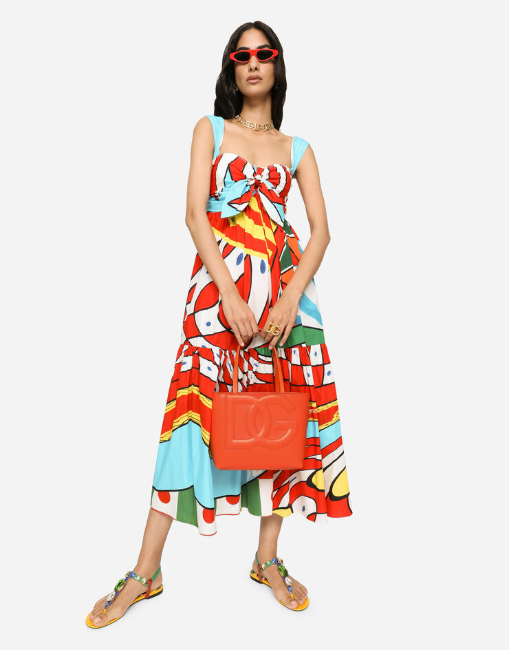 Dolce & Gabbana Маленькая сумка-шоппер DG Logo из телячьей кожи оранжевый BB7337AW576