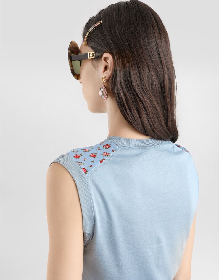 Dolce & Gabbana Small rose-print silk tank top Multicolor FXT43TJBSOQ