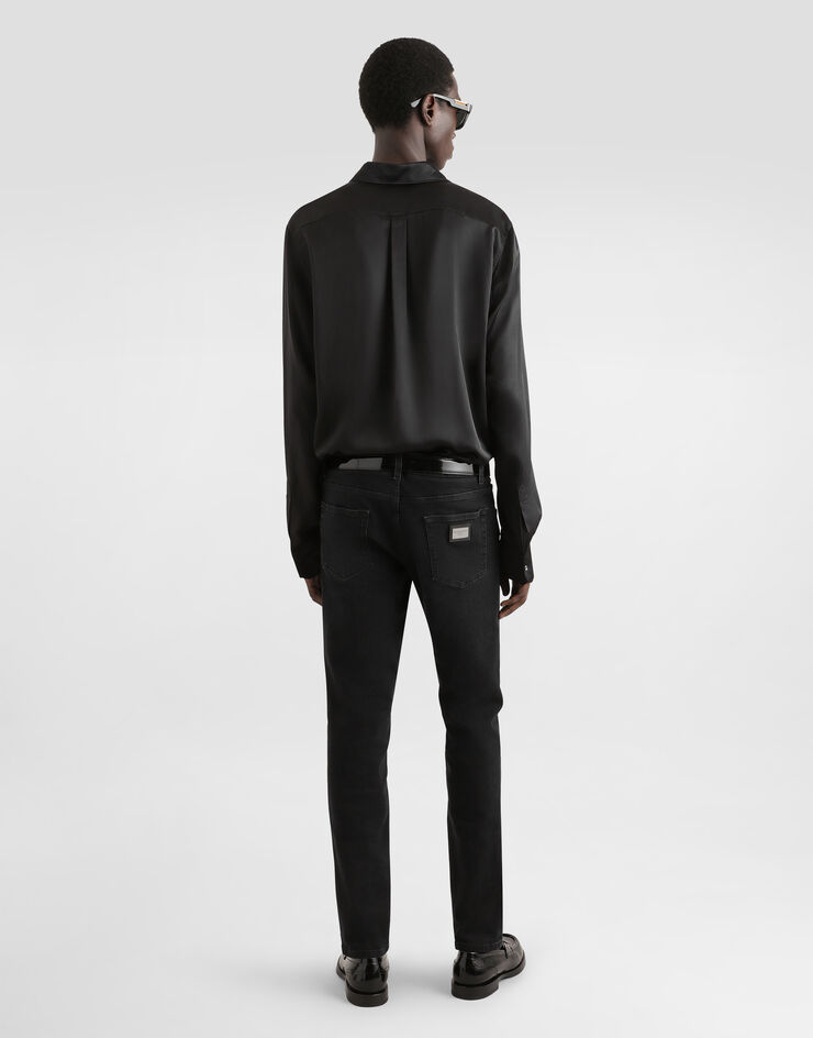 Dolce & Gabbana Silk satin Martini-fit shirt Black G5JL8TGK384