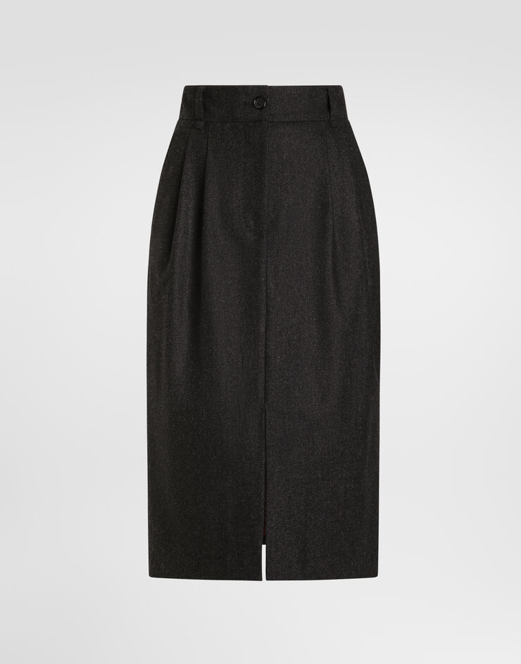 Dolce & Gabbana Wool flannel skirt Grey F4DGHTFU291