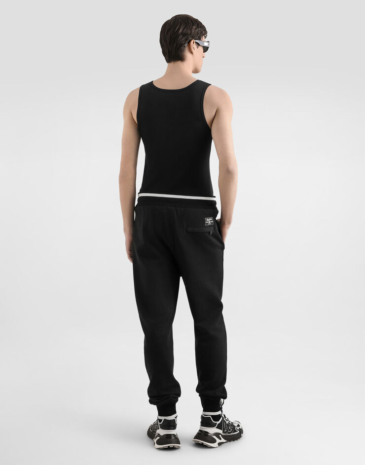 Dolce & Gabbana Tanktop aus Baumwolle mit Stickerei Schwarz G8QG9ZG7PGP