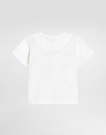 Dolce & Gabbana Jersey t-shirt with leopard print and DG patch White L1JT7WG7PNH