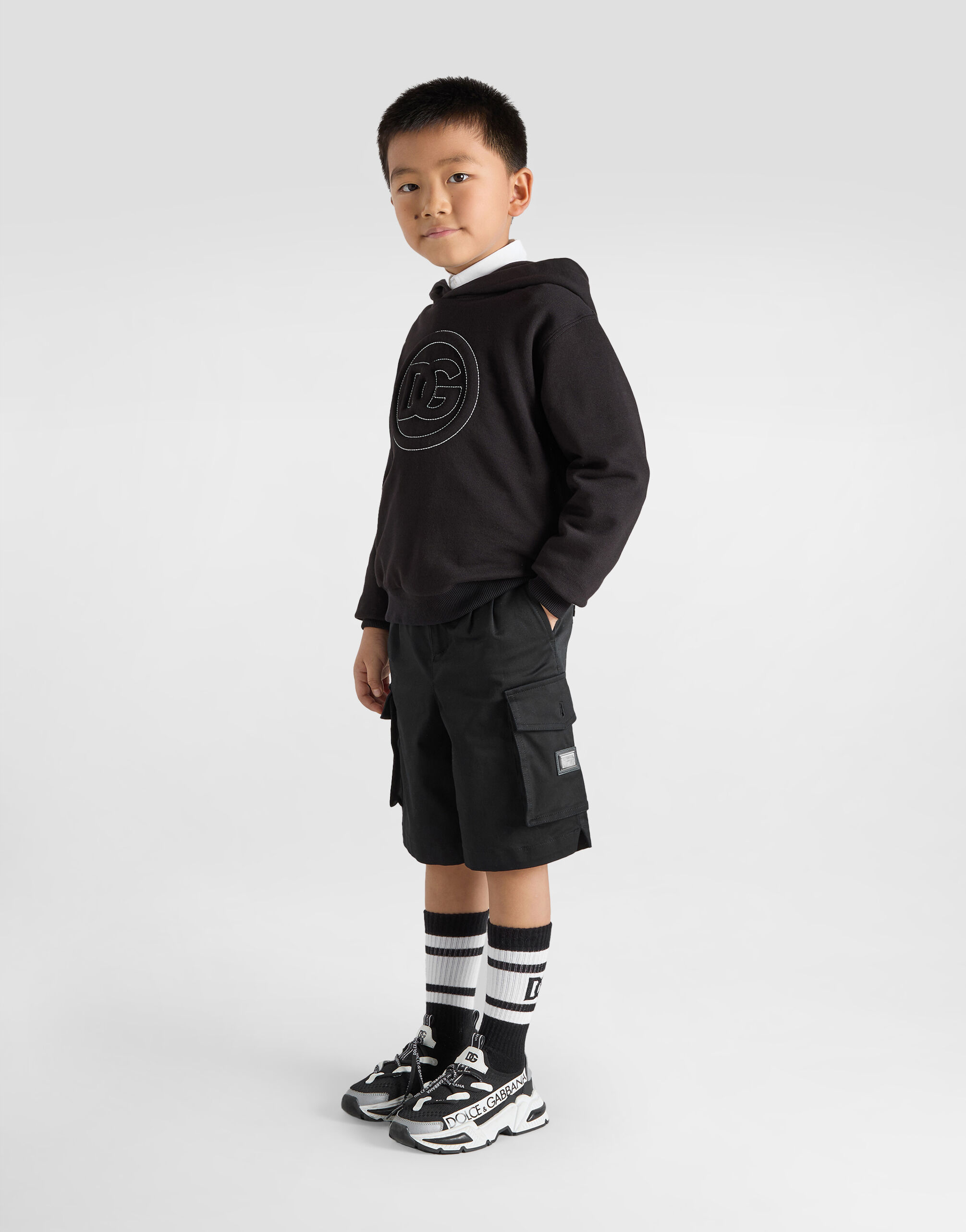 Hoodie with DG logo in Black for Boys | Dolce&Gabbana® US