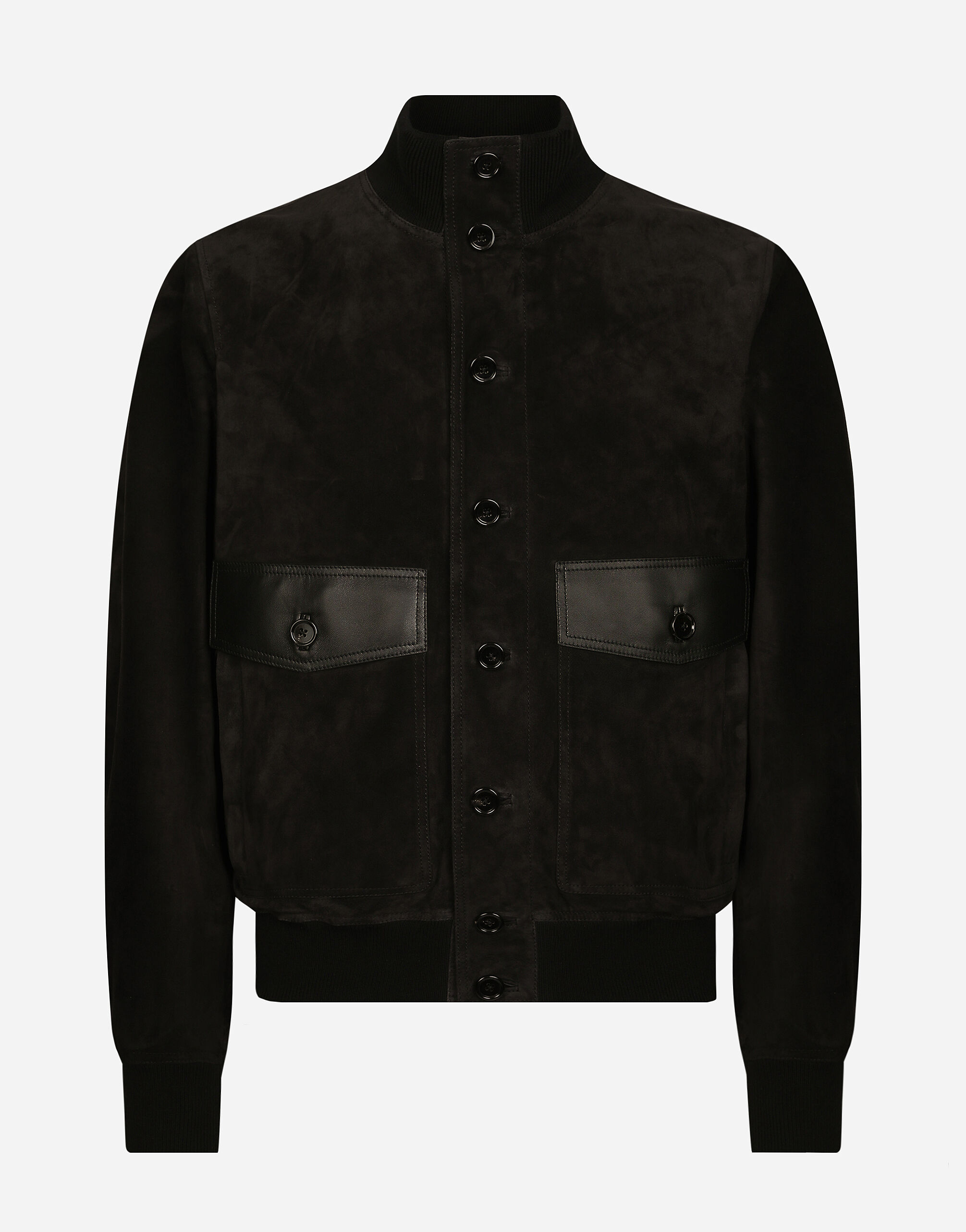 Blackのメンズ スエード ハイネック ジャケット | Dolce&Gabbana® Blackのメンズ スエード ハイネック ジャケット | Dolce&Gabbana®