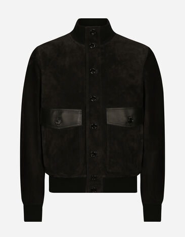 Dolce & Gabbana High-neck suede jacket Black G9AWZLHULU2