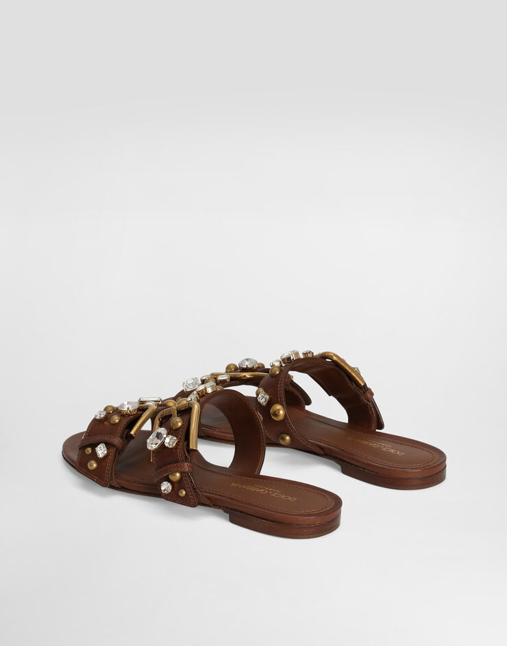 Dolce & Gabbana Cowhide embellished flat slippers Multicolor CQ0688A6745