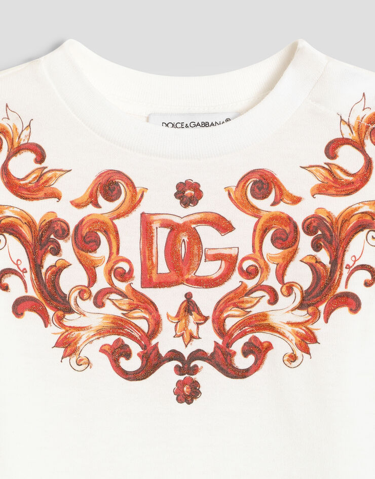 Dolce & Gabbana Jersey t-shirt with print and sequin embroidery White L2JTKTG7P4U