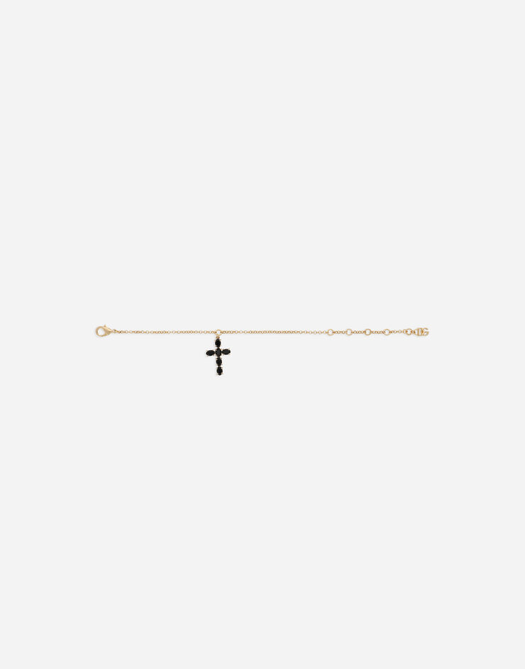 Dolce & Gabbana Тонкий браслет-цепочка с подвеской-крестом золотой WBQ4S3W1111