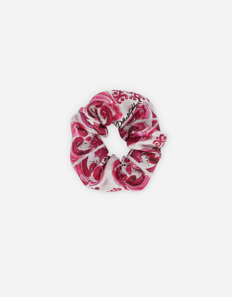 Dolce&Gabbana Scrunchie aus Popeline Majolika-Print Mehrfarbig LB7A12G7J8T