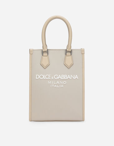 Dolce & Gabbana Small nylon bag with rubberized logo Beige GH706ZGH200