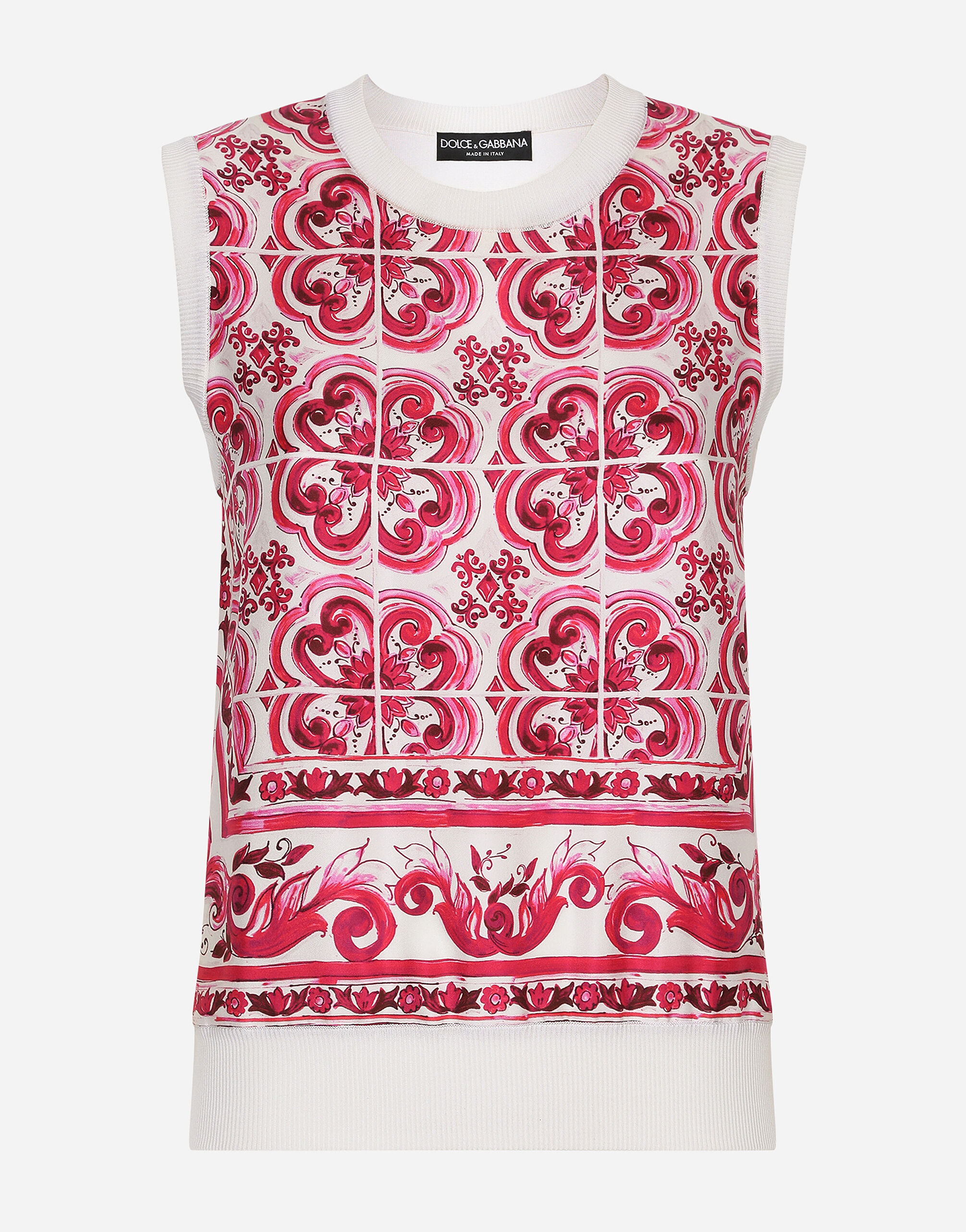 Majolica print silk and twill sweater in Multicolor for for Women