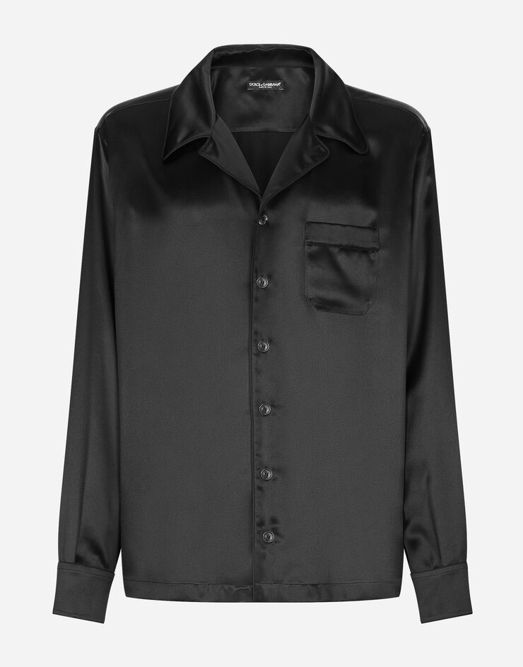 Dolce & Gabbana قميص حرير أسود G5LF6TFU1AU