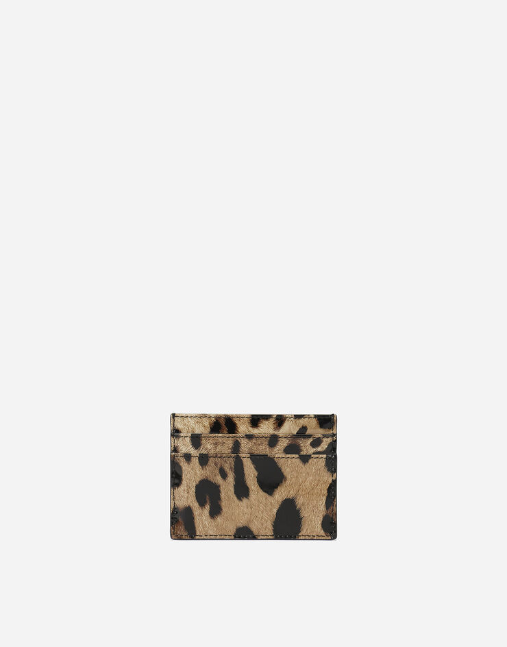 Dolce & Gabbana Porte-cartes en cuir de veau brillant à imprimé léopard Imprimé Animalier BI0330AM568